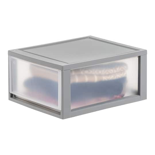 IRIS® 29.5qt. Gray & Clear Stacking Storage Drawers, 2ct.